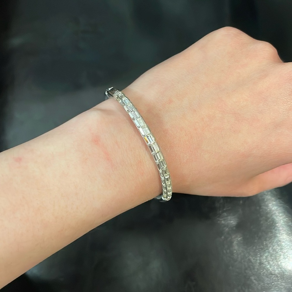Swarovski hinged Bangle Bracelet with sparkling baguette Rhinestones